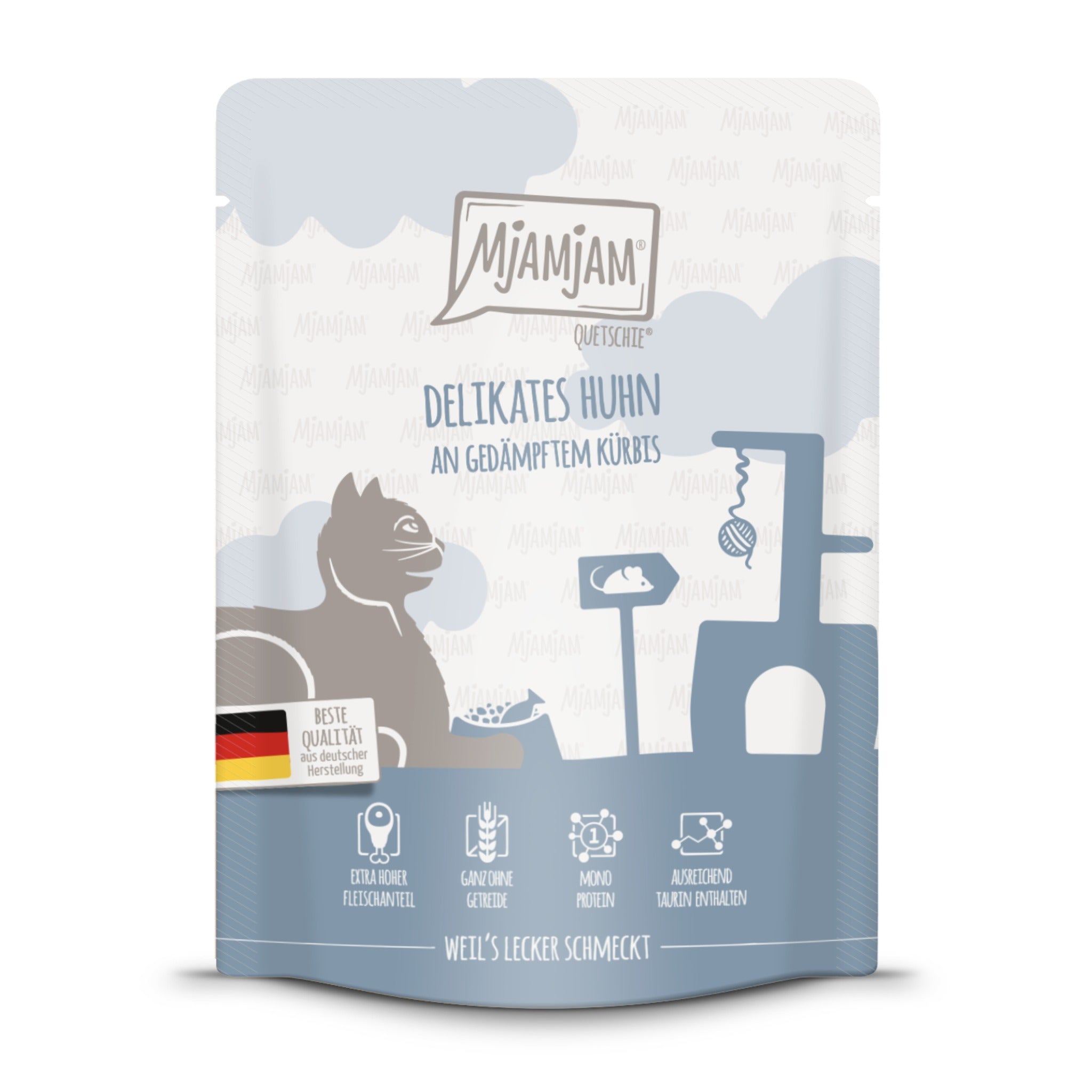 MjAMjAM Quetschie Huhn &amp; Kürbis - Katzen Nassfutter - Woofshack