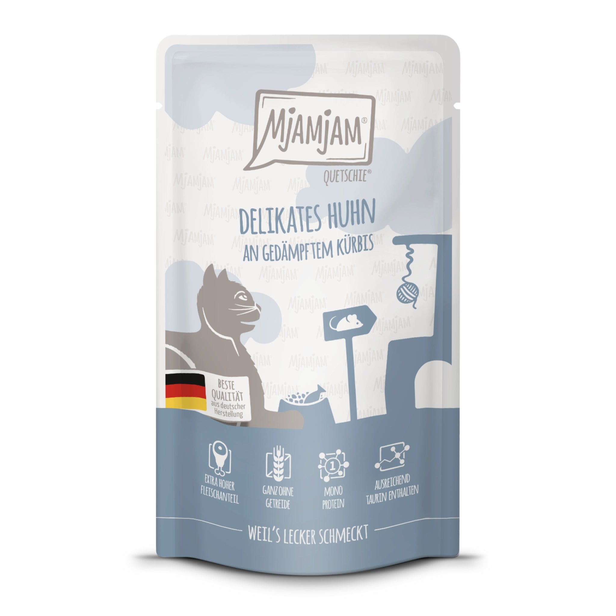 MjAMjAM Quetschie Huhn &amp; Kürbis - Katzen Nassfutter - Woofshack