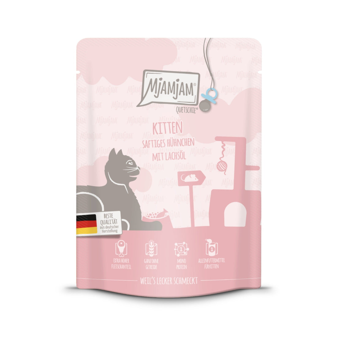 MjAMjAM Quetschie Hühnchen &amp; Lachsöl - Kitten Nassfutter - Woofshack