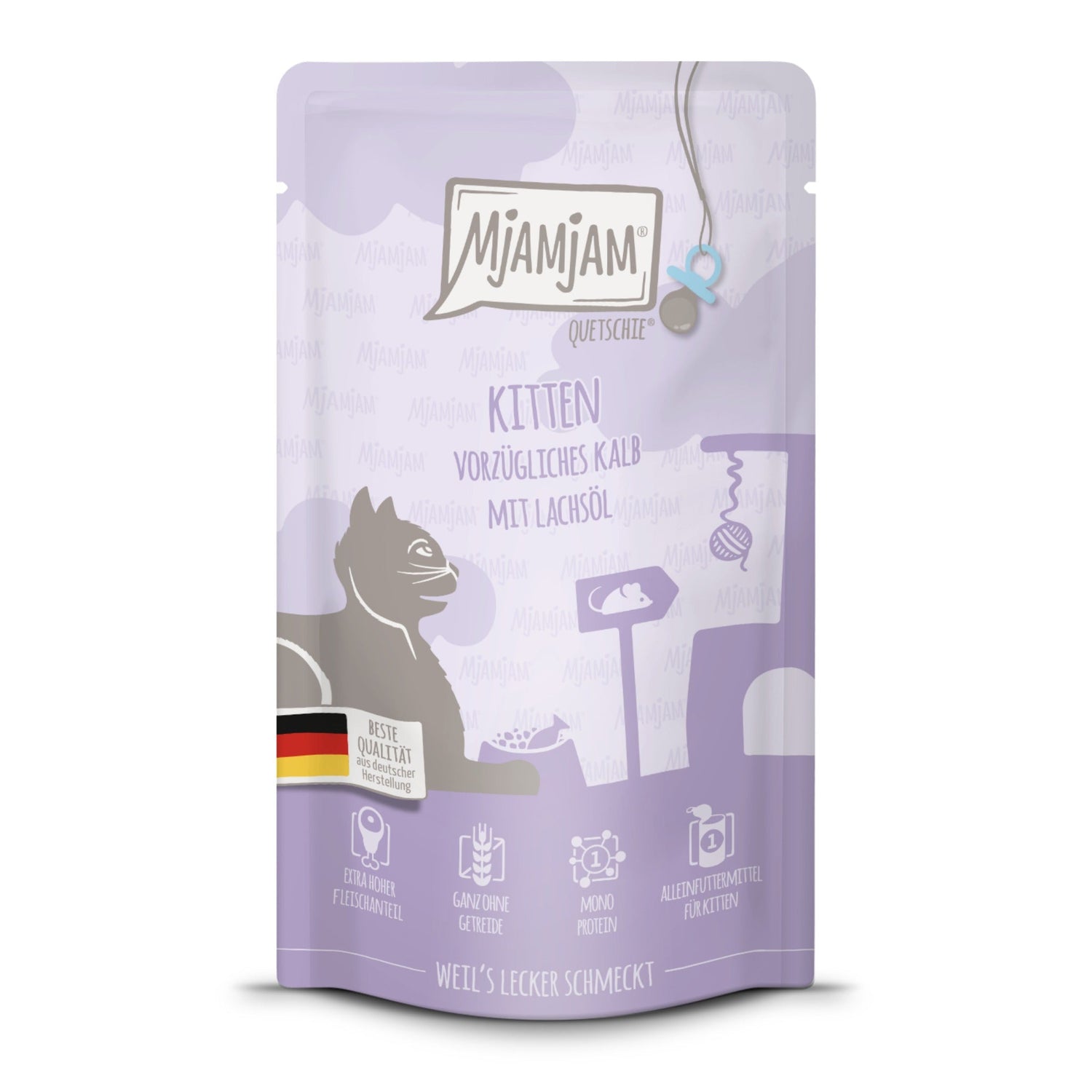MjAMjAM Quetschie Kalb &amp; Lachsöl - Kitten Nassfutter - Woofshack