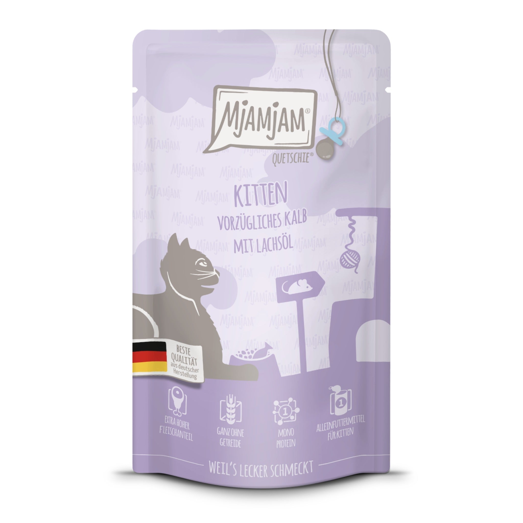 MjAMjAM Quetschie Kalb &amp; Lachsöl - Kitten Nassfutter - Woofshack