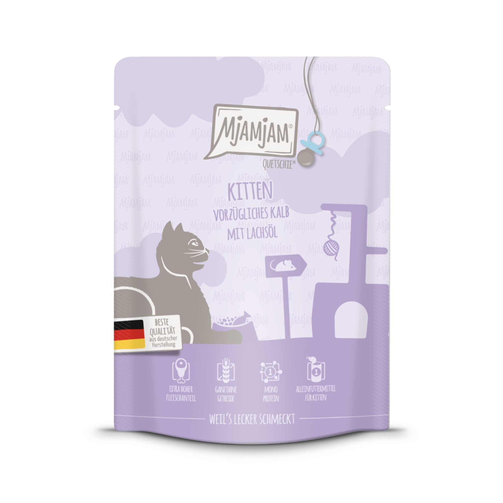 MjAMjAM Quetschie Kalb &amp; Lachsöl - Kitten Nassfutter - Woofshack