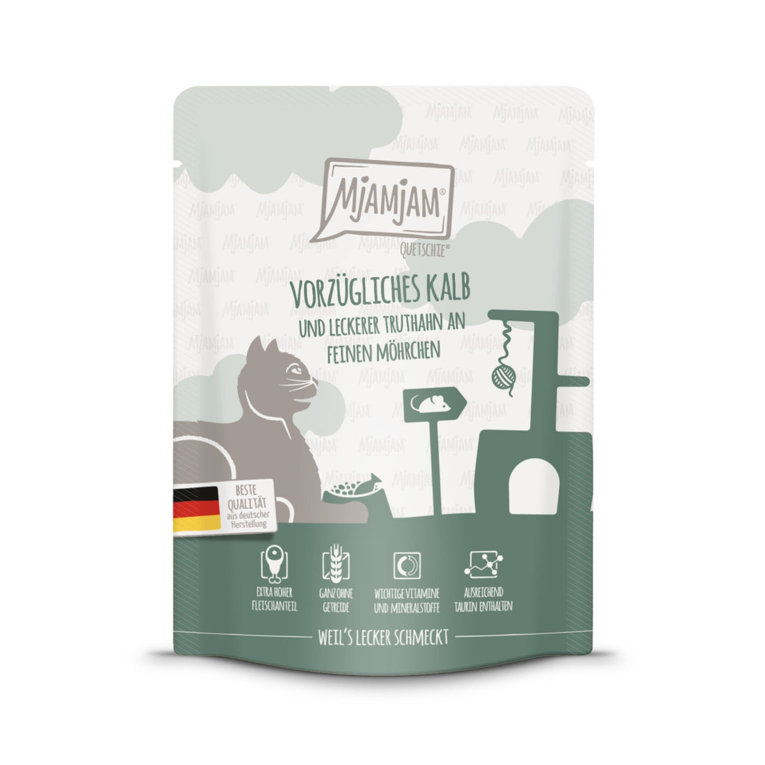 MjAMjAM Quetschie Kalb &amp; Truthahn - Katzen Nassfutter - Woofshack