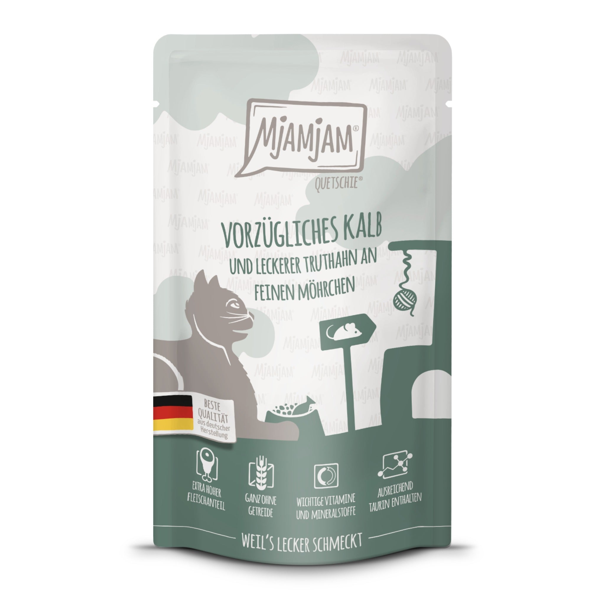 MjAMjAM Quetschie Kalb &amp; Truthahn - Katzen Nassfutter - Woofshack