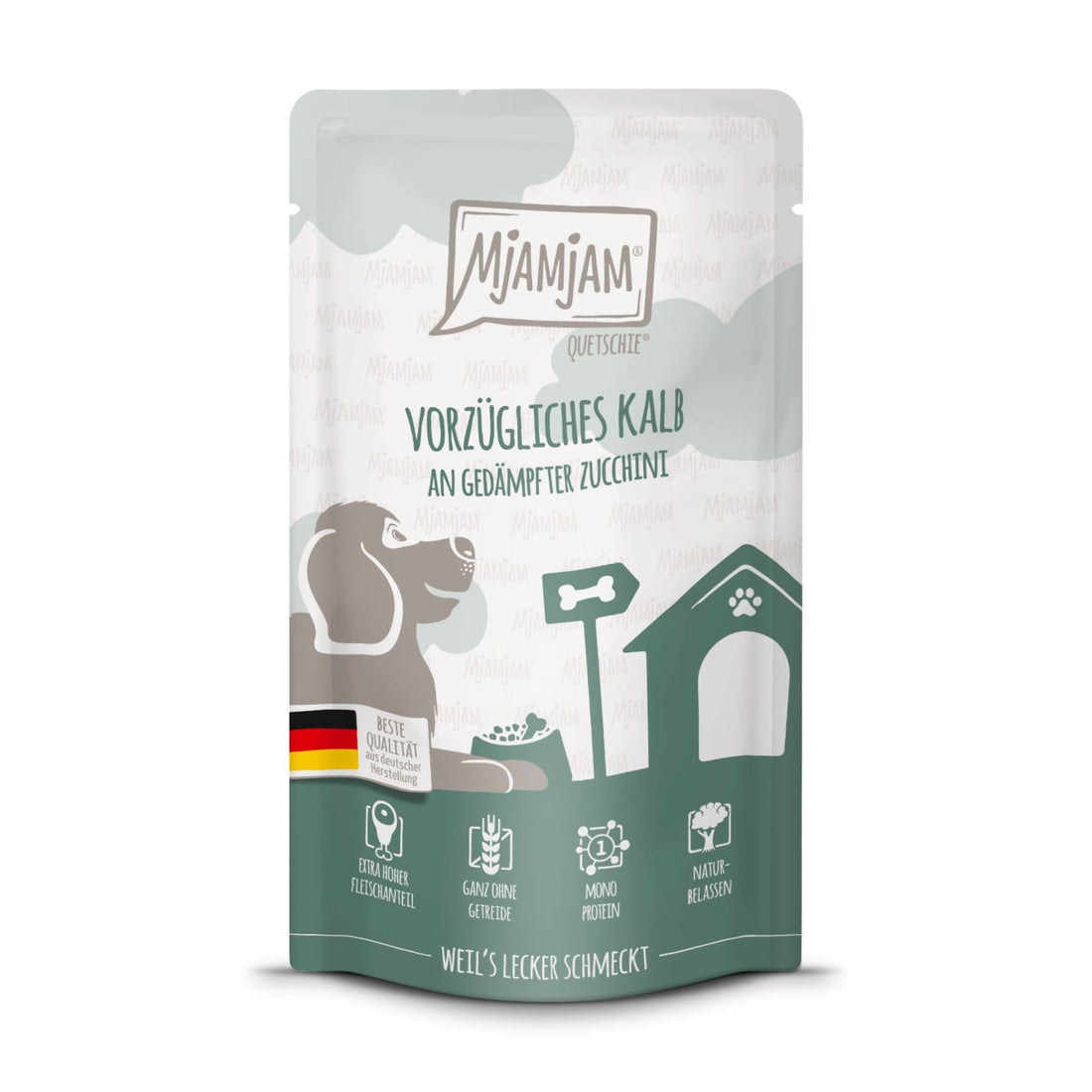 MjAMjAM Quetschie Kalb &amp; Zucchini - Hunde Nassfutter - Woofshack