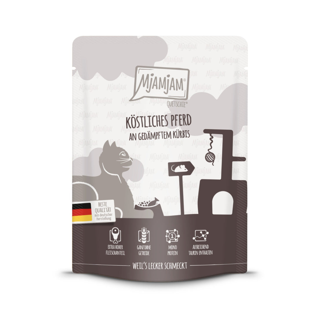 MjAMjAM Quetschie Pferd &amp; Kürbis - Katzen Nassfutter - Woofshack