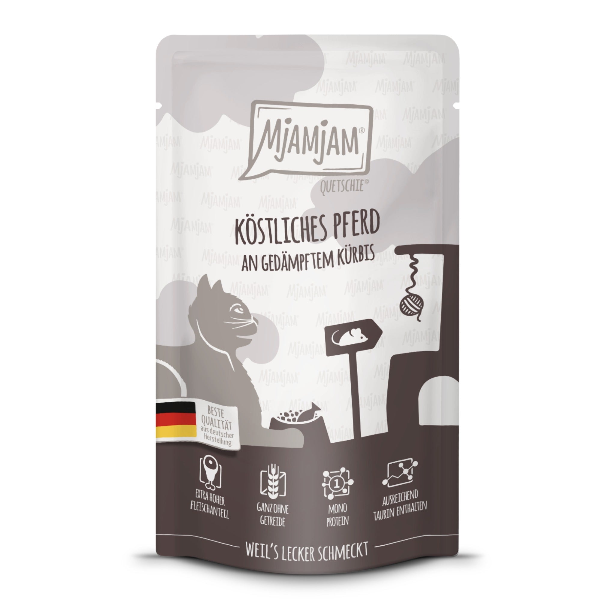 MjAMjAM Quetschie Pferd &amp; Kürbis - Katzen Nassfutter - Woofshack