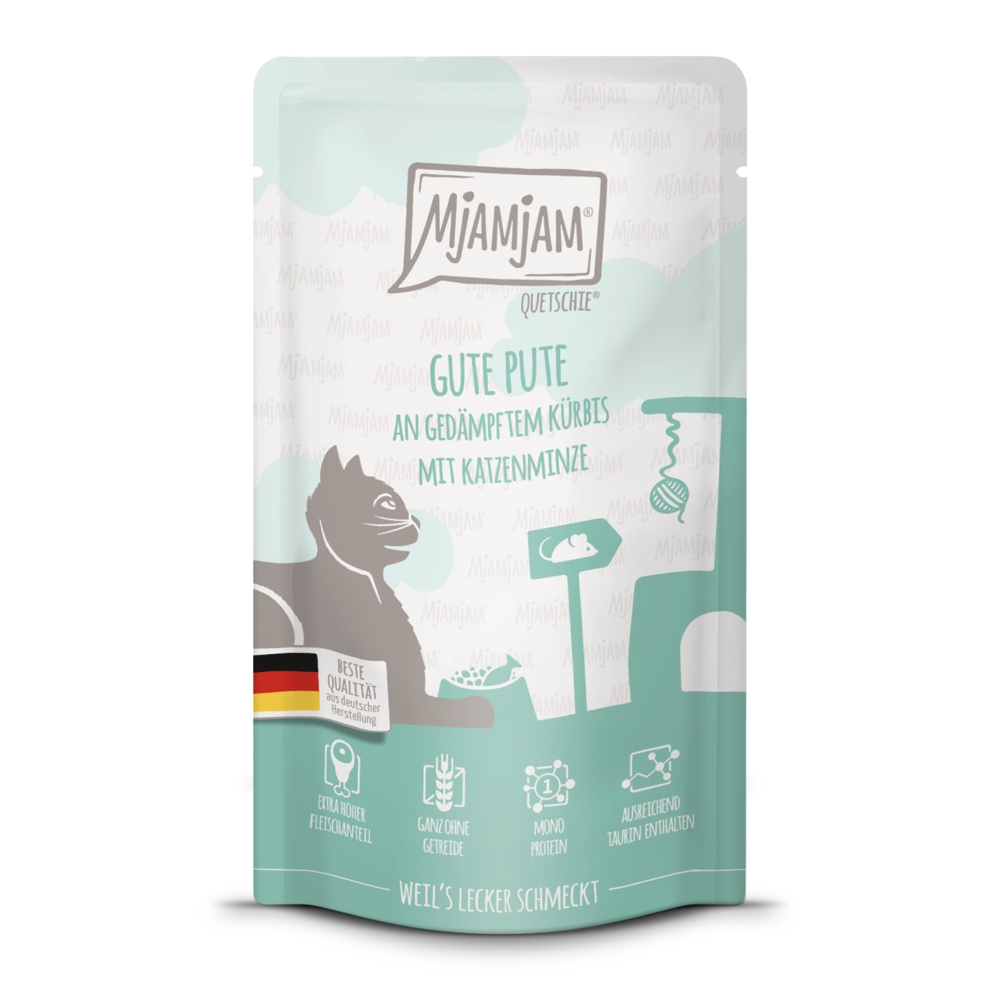 MjAMjAM Quetschie Pute &amp; Kürbis - Katzen Nassfutter - Woofshack