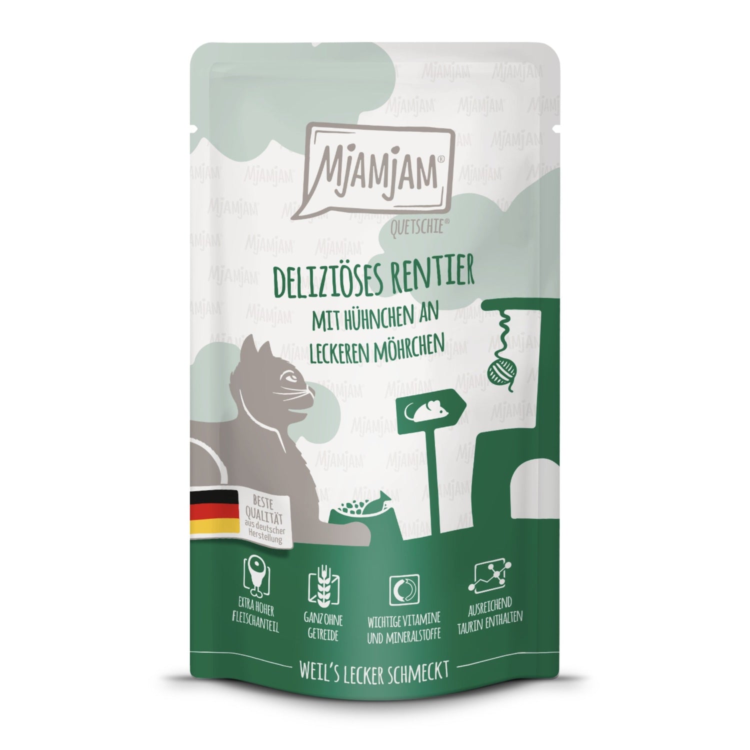 MjAMjAM Quetschie Rentier &amp; Hühnchen - Katzen Nassfutter - Woofshack