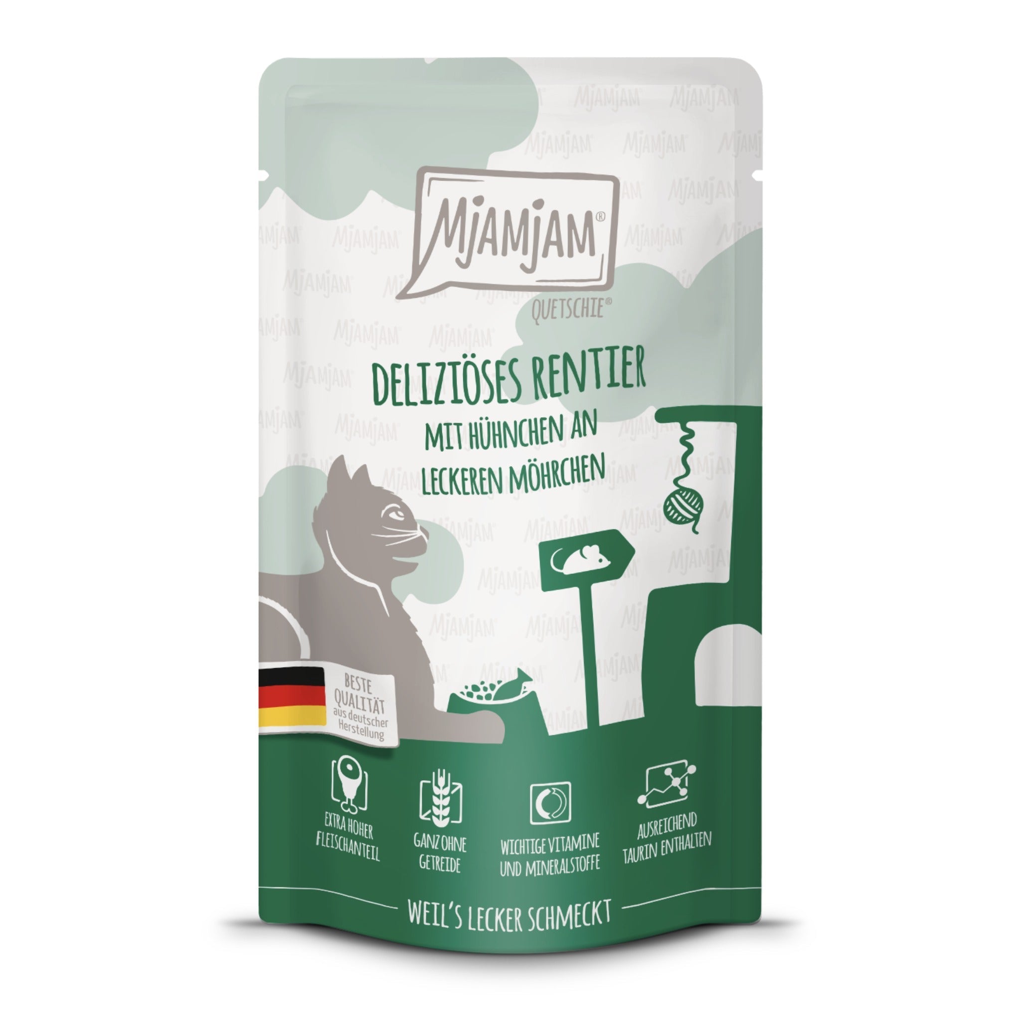 MjAMjAM Quetschie Rentier &amp; Hühnchen - Katzen Nassfutter - Woofshack