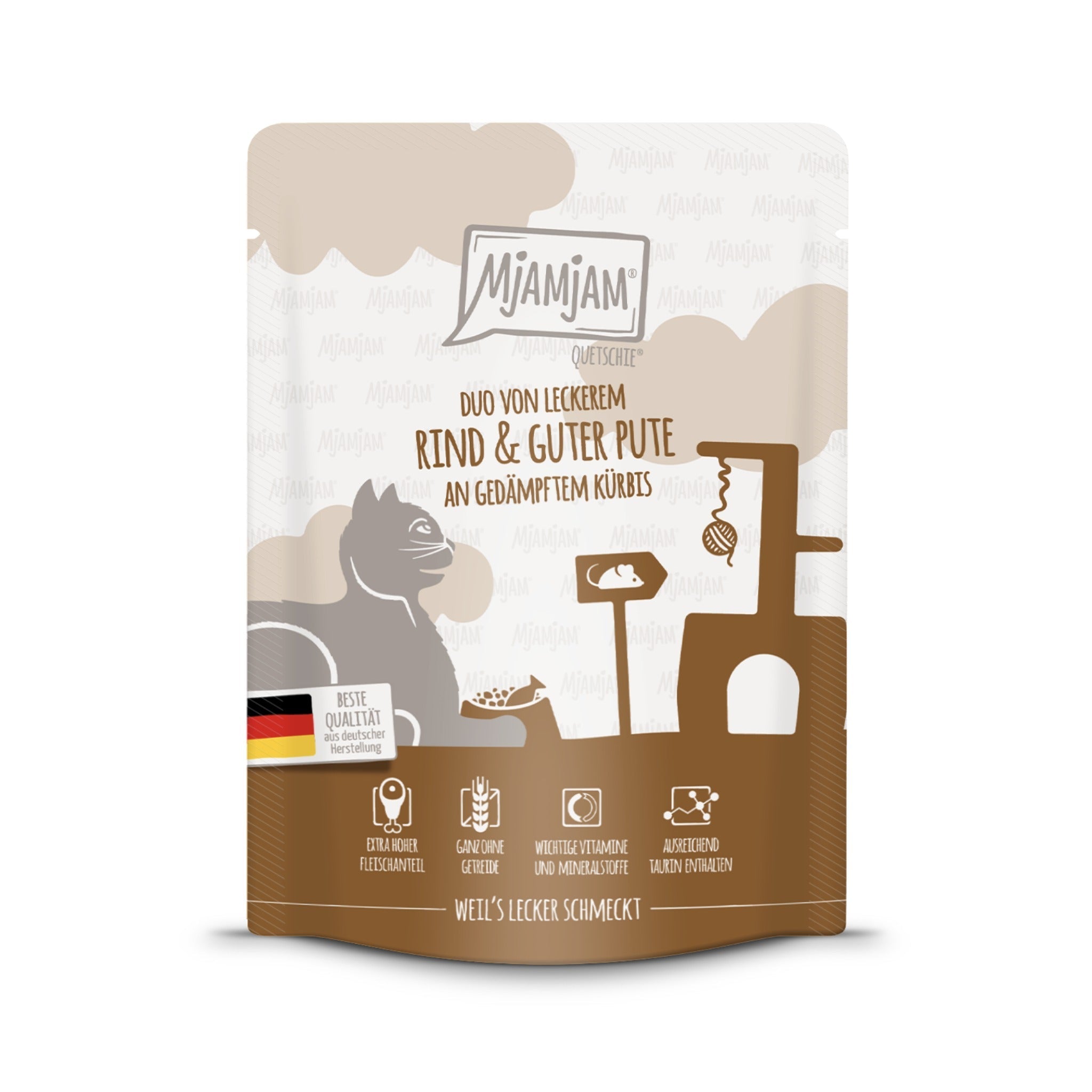 MjAMjAM Quetschie Rind &amp; Pute - Katzen Nassfutter - Woofshack