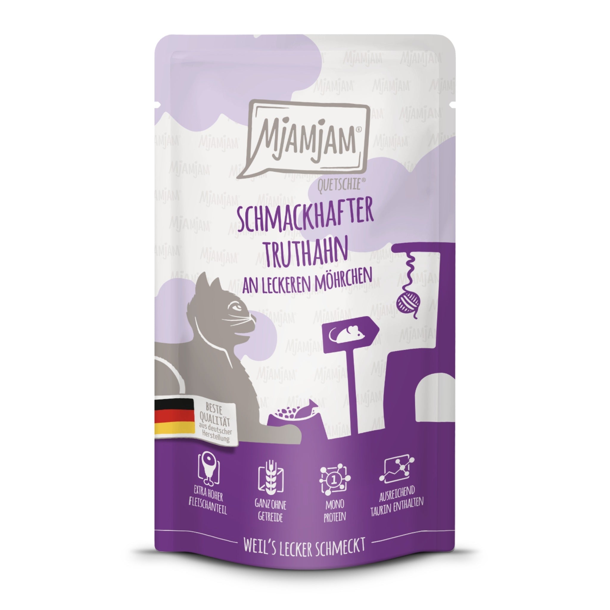 MjAMjAM Quetschie Truthahn &amp; Möhrchen - Katzen Nassfutter - Woofshack