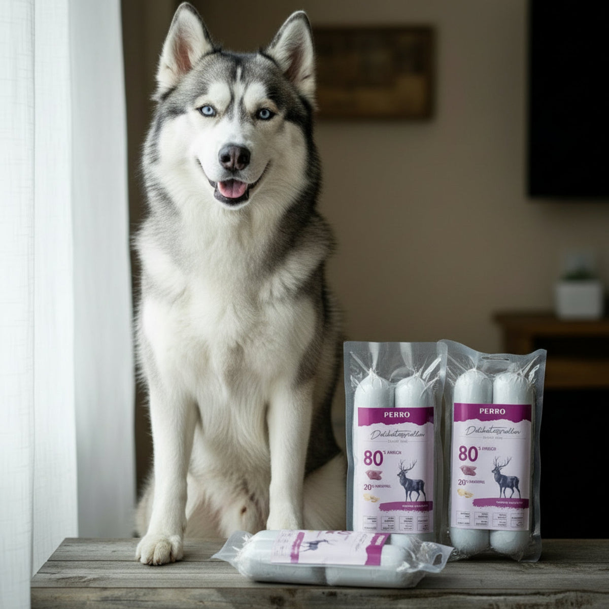 Perro Delikatessrolle Hirsch &amp; Kartoffel - Getreidefreie Hundewurst für sensible Hunde - Woofshack