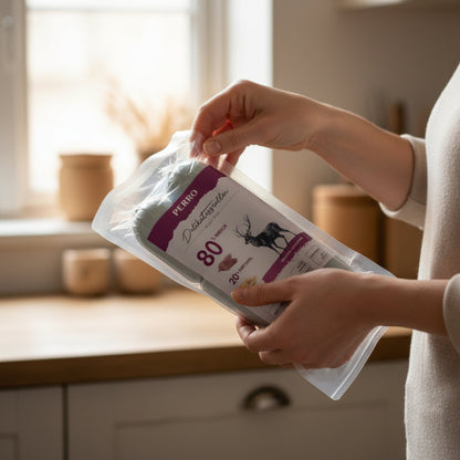 Perro Delikatessrolle Hirsch &amp; Kartoffel - Getreidefreie Hundewurst für sensible Hunde - Woofshack