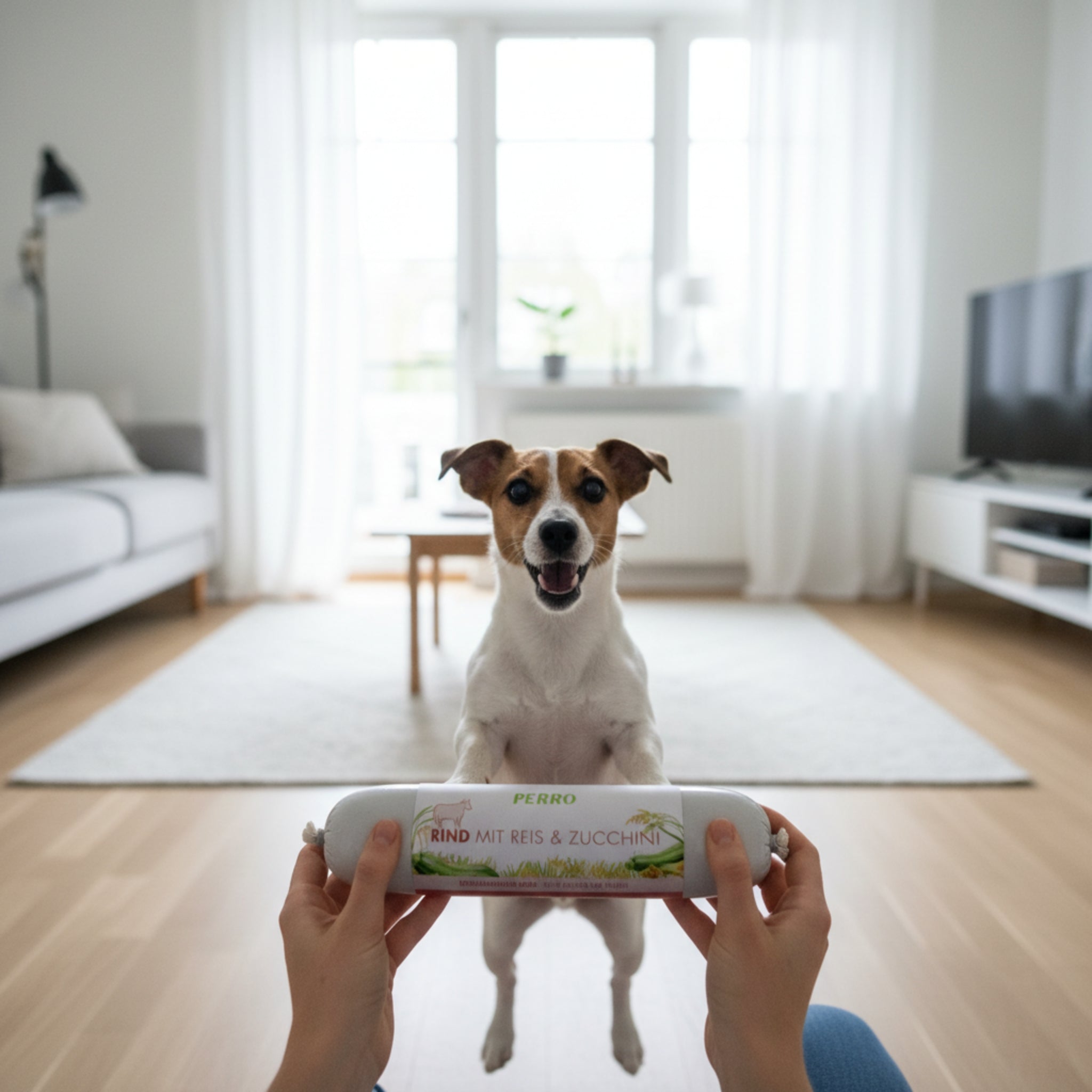 Perro Delikatessrolle Menü Rind mit Reis &amp; Zucchini – Premium Hundewurst für sensible &amp; wählerische Hunde | Monoprotein, Glutenfrei &amp; Hochverdaulich - Woofshack