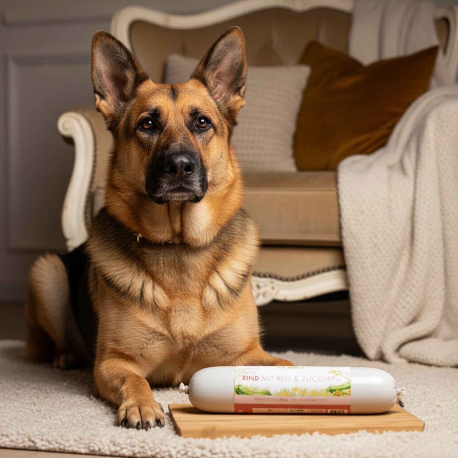 Perro Delikatessrolle Menü Rind mit Reis &amp; Zucchini – Premium Hundewurst für sensible &amp; wählerische Hunde | Monoprotein, Glutenfrei &amp; Hochverdaulich - Woofshack