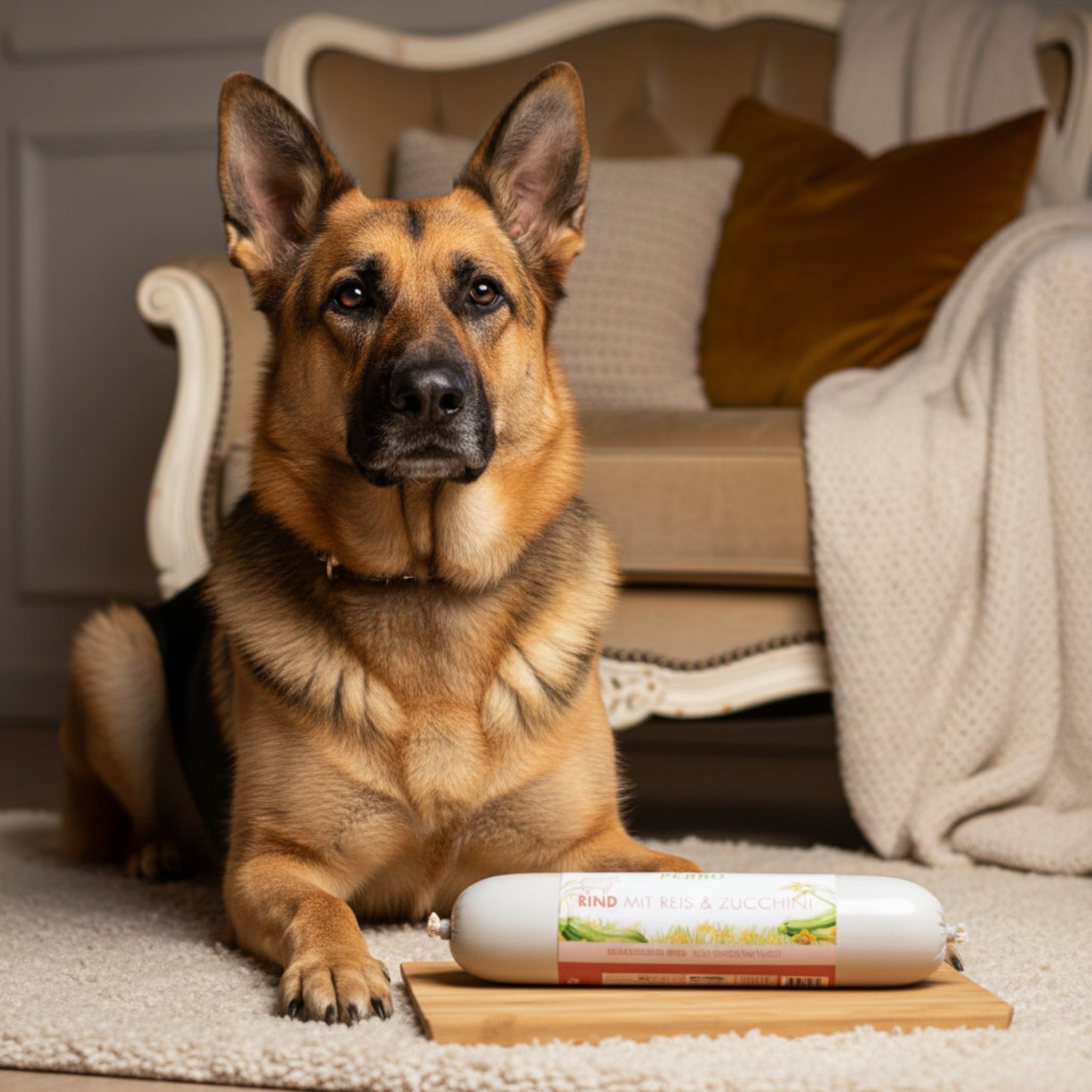 Perro Delikatessrolle Menü Rind mit Reis &amp; Zucchini – Premium Hundewurst für sensible &amp; wählerische Hunde | Monoprotein, Glutenfrei &amp; Hochverdaulich - Woofshack