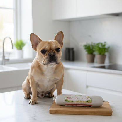Perro Delikatessrolle Menü Rind mit Reis &amp; Zucchini – Premium Hundewurst für sensible &amp; wählerische Hunde | Monoprotein, Glutenfrei &amp; Hochverdaulich - Woofshack