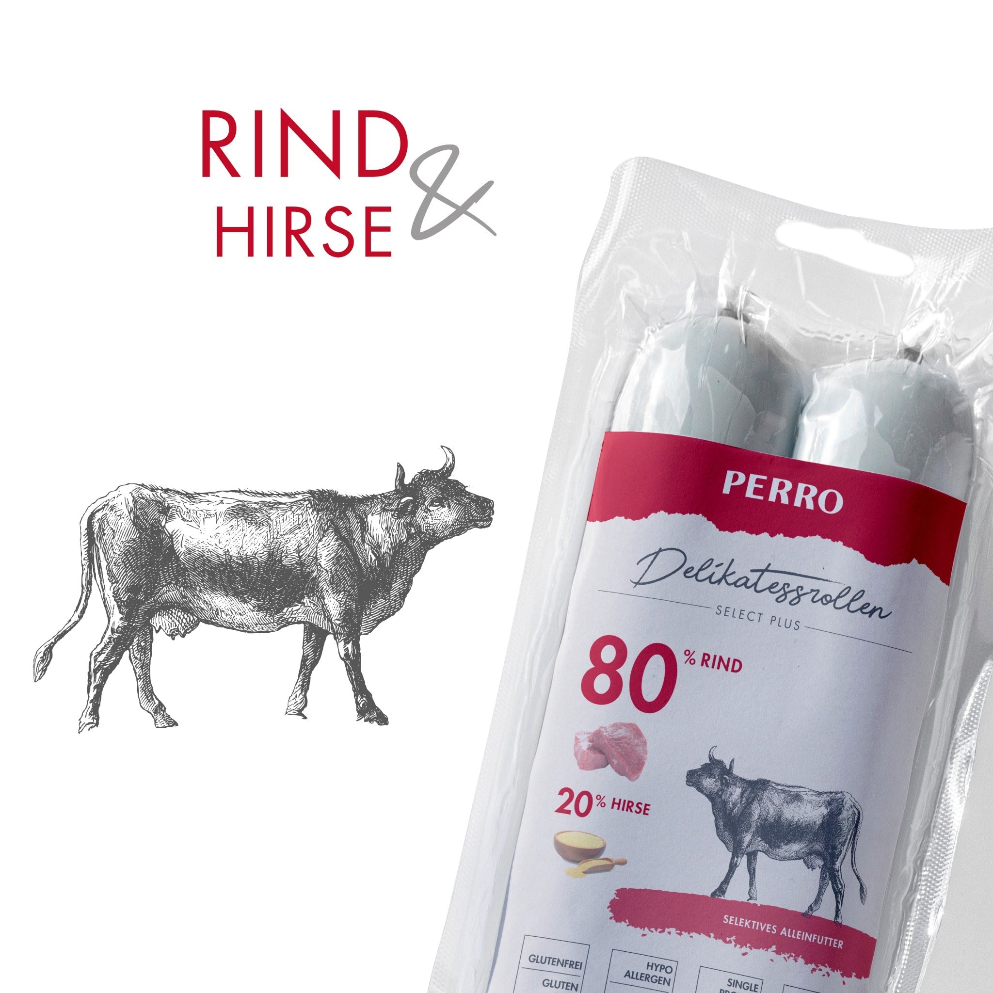 Perro Delikatessrolle No.2 Rind &amp; Hirse - Hundewurst - Woofshack
