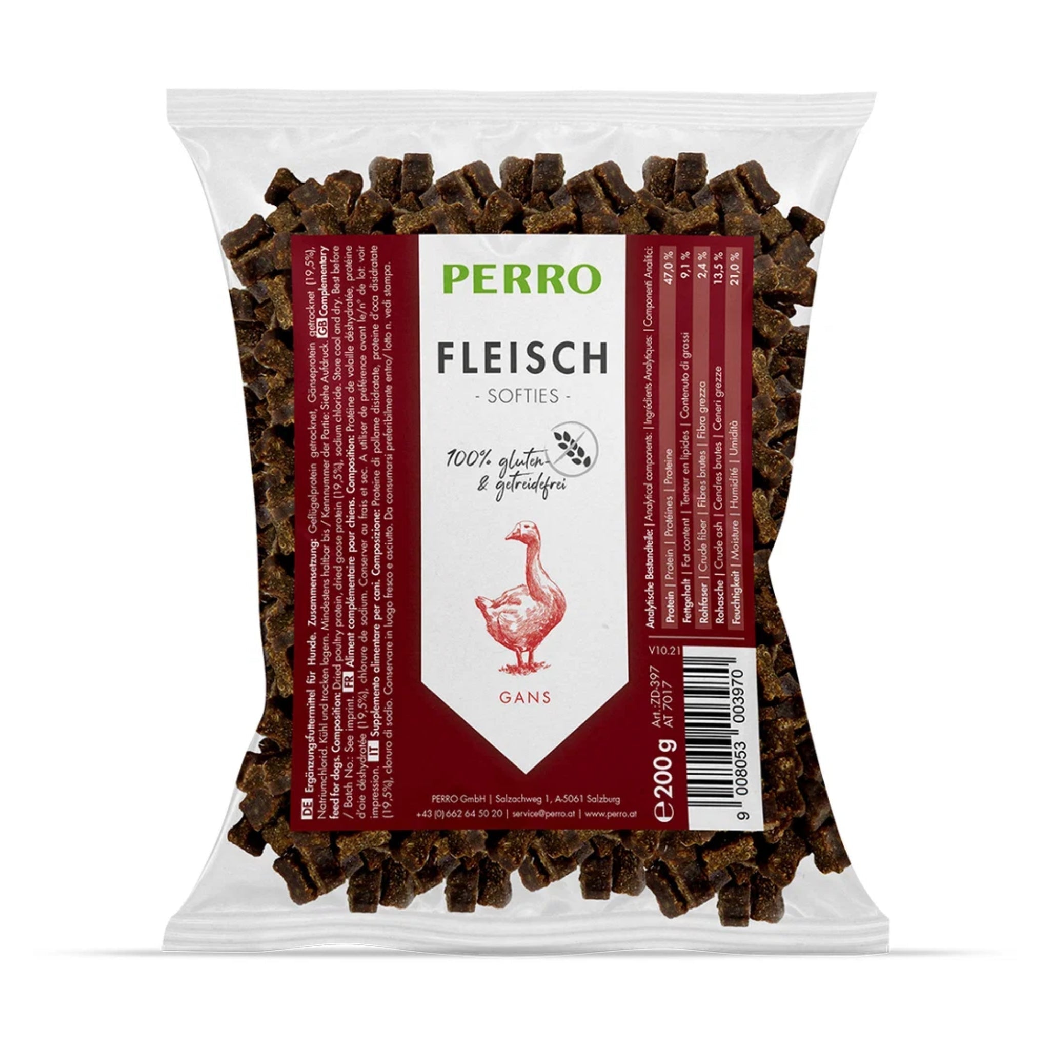 Perro Fleisch Softies Gans – Weiche Trainingssnacks für empfindliche Hunde, glutenfrei &amp; getreidefrei - Woofshack