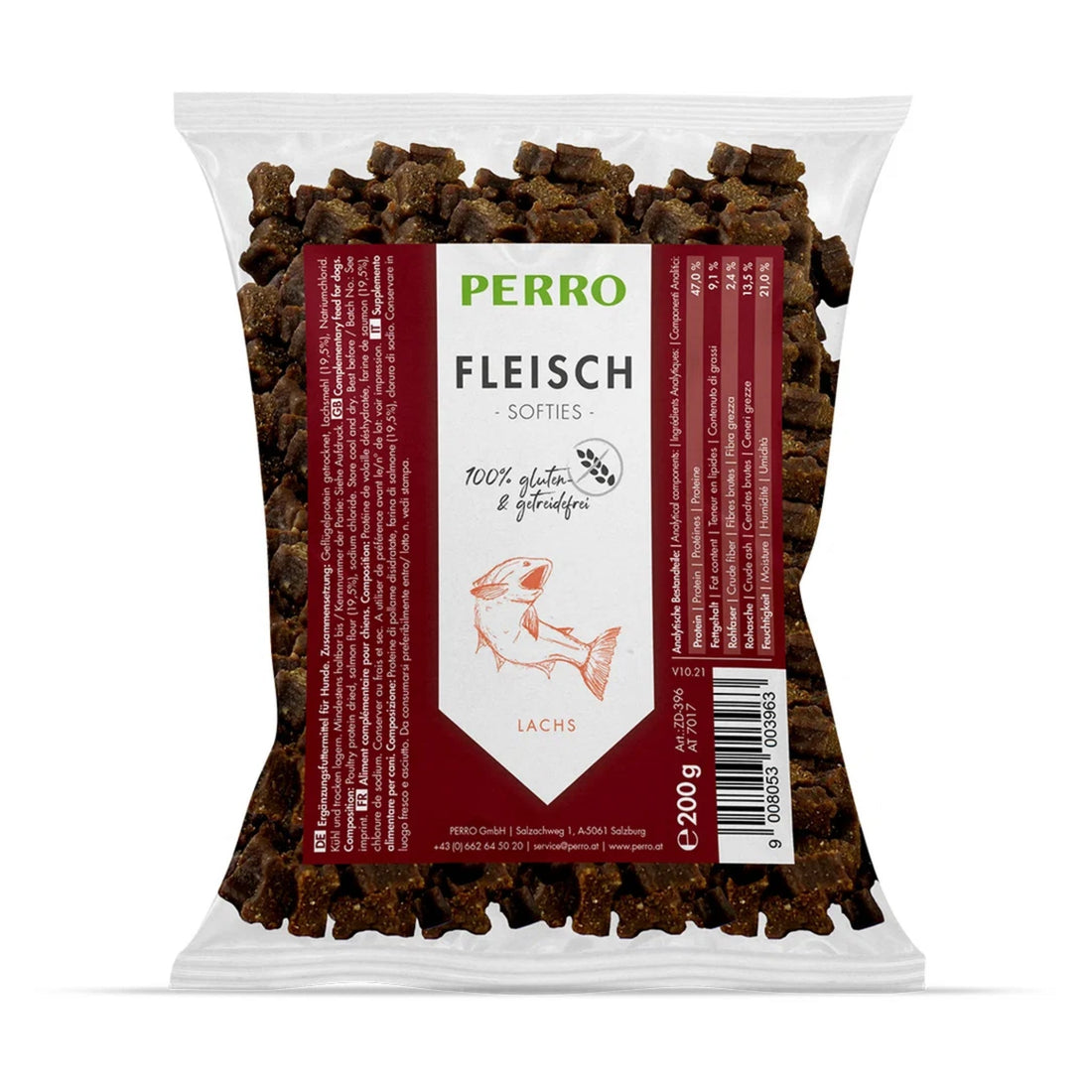 Perro Fleisch Softies Lachs – Weiche Trainingssnacks für Hunde, Glutenfrei &amp; Getreidefrei, Ideal für Belohnung &amp; Training - Woofshack