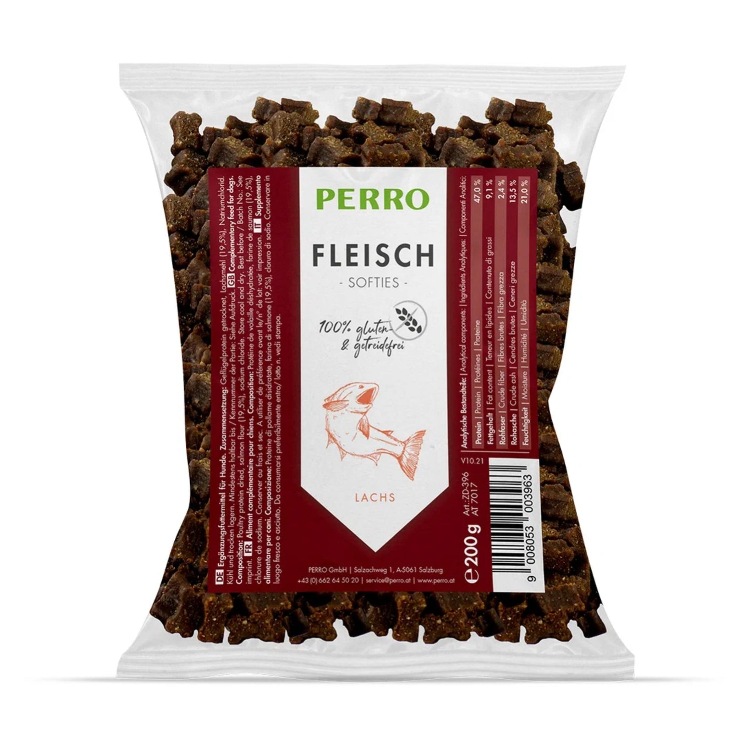 Perro Fleisch Softies Lachs – Weiche Trainingssnacks für Hunde, Glutenfrei &amp; Getreidefrei, Ideal für Belohnung &amp; Training - Woofshack