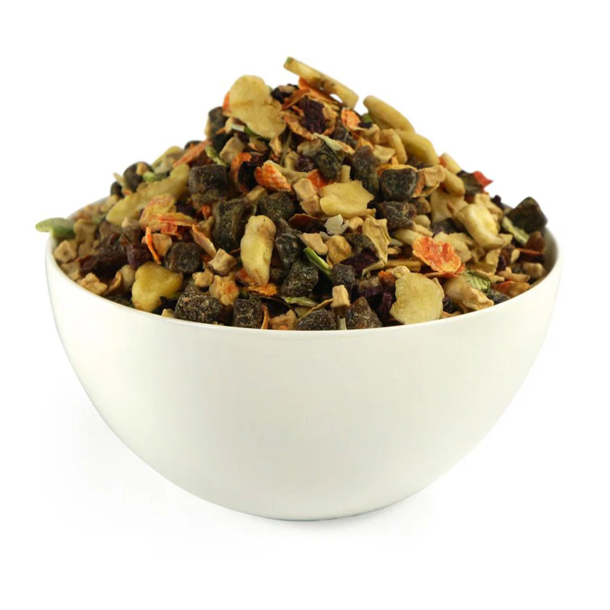 Perro Früchte-Gemüsemüsli – Getreidefreie Flocken, naturbelassen &amp; reich an Vitaminen | Ergänzungsfutter für Hunde mit Karotten, Erbsen, Rote Beete &amp; fruchtiger Mischung aus Ananas, Banane &amp; Cranberries