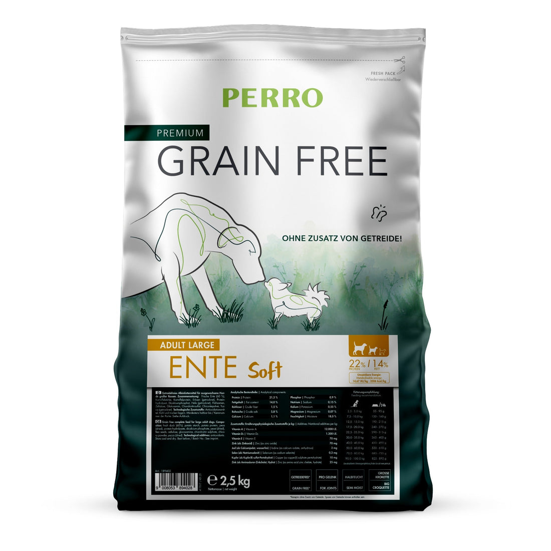 Perro Grain Free Adult Large Ente Soft - Hunde Trockenfutter - Woofshack