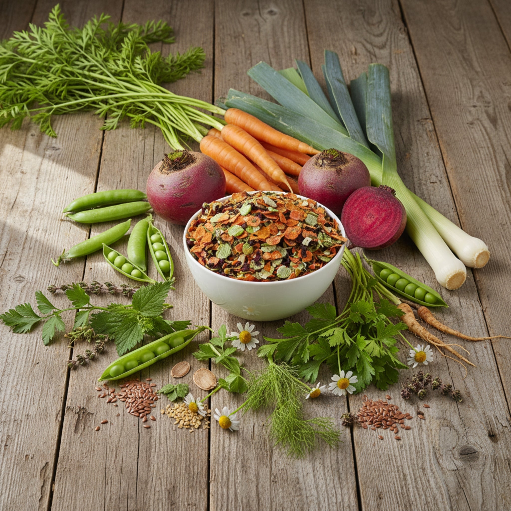 Perro Hundeflocken Gemüse Mix - Premium Nahrungsergänzung für Hunde mit natürlichen Gemüseflocken für gesunde Verdauung und Vitalität - Woofshack