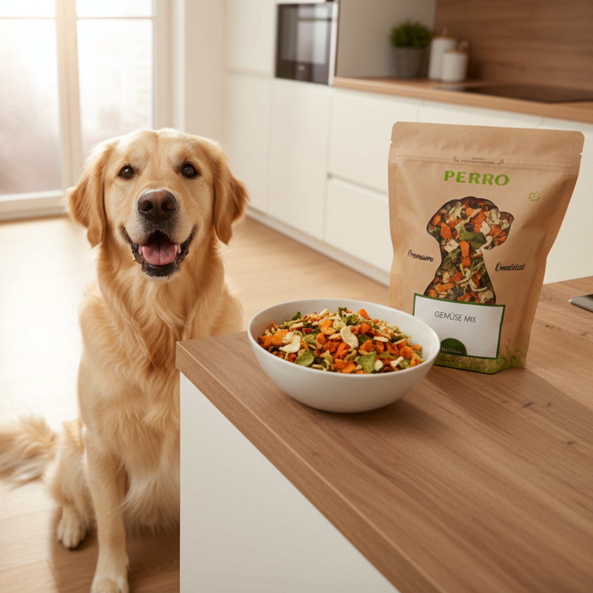 Perro Hundeflocken Gemüse Mix - Premium Nahrungsergänzung für Hunde mit natürlichen Gemüseflocken für gesunde Verdauung und Vitalität - Woofshack