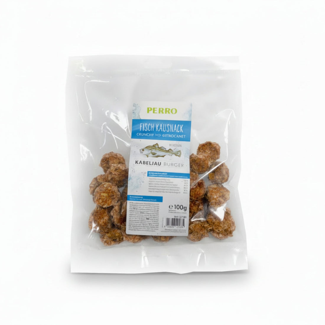 Perro Kabeljau Burger – 100% Fisch Kausnack für Hunde &amp; Katzen, natürlich getrocknet, knusprig &amp; proteinreich - Woofshack