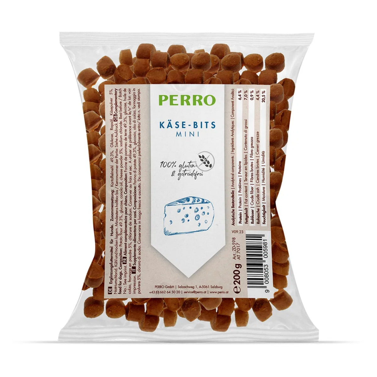 Perro Käse-Bits Mini – Weiche Käse-Trainingssnacks für kleine Hunde, getreidefrei &amp; vegetarisch