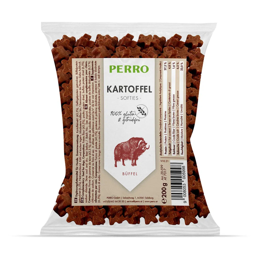 Perro Kartoffel Softies Büffel – Weiche Trainingsleckerlis für Hunde, glutenfrei &amp; leicht verdaulich