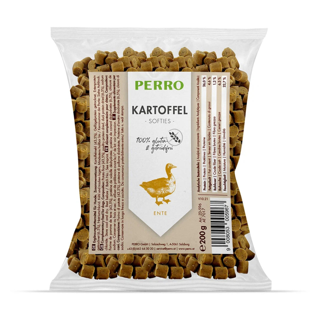 Perro Kartoffel Softies mit Ente – Weiche Trainingssnacks für Hunde, getreidefrei &amp; hypoallergen, ideal für sensible Vierbeiner jeden Alters