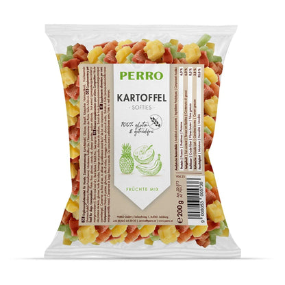 Perro Kartoffel Softies Früchte – Weiche Trainingssnacks mit Kartoffel, Käse &amp; Frucht für sensible Hunde - Woofshack