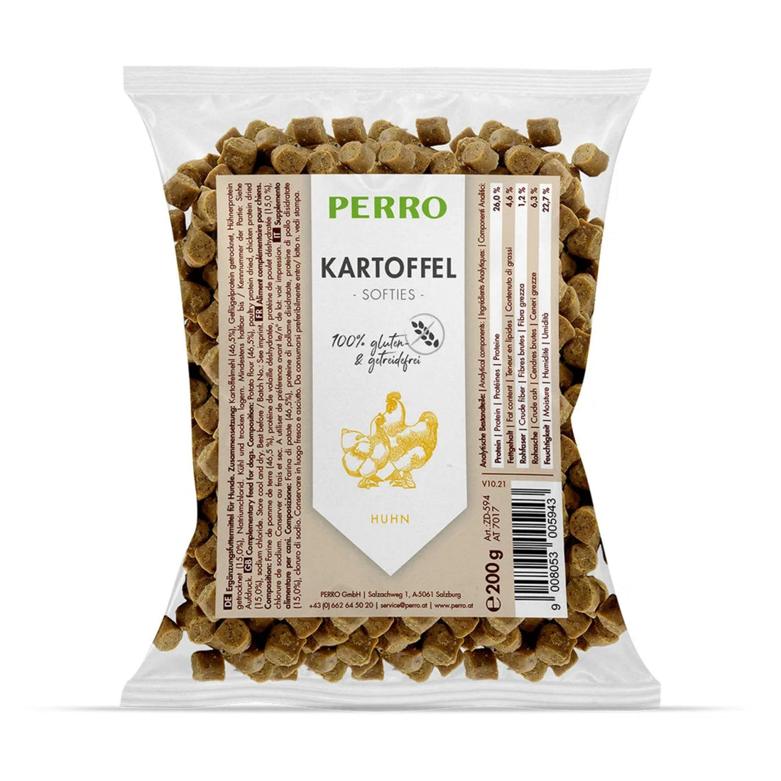 Perro Kartoffel Softies Huhn – Weiche Trainingsleckerlis für empfindliche Hunde, glutenfrei &amp; getreidefrei