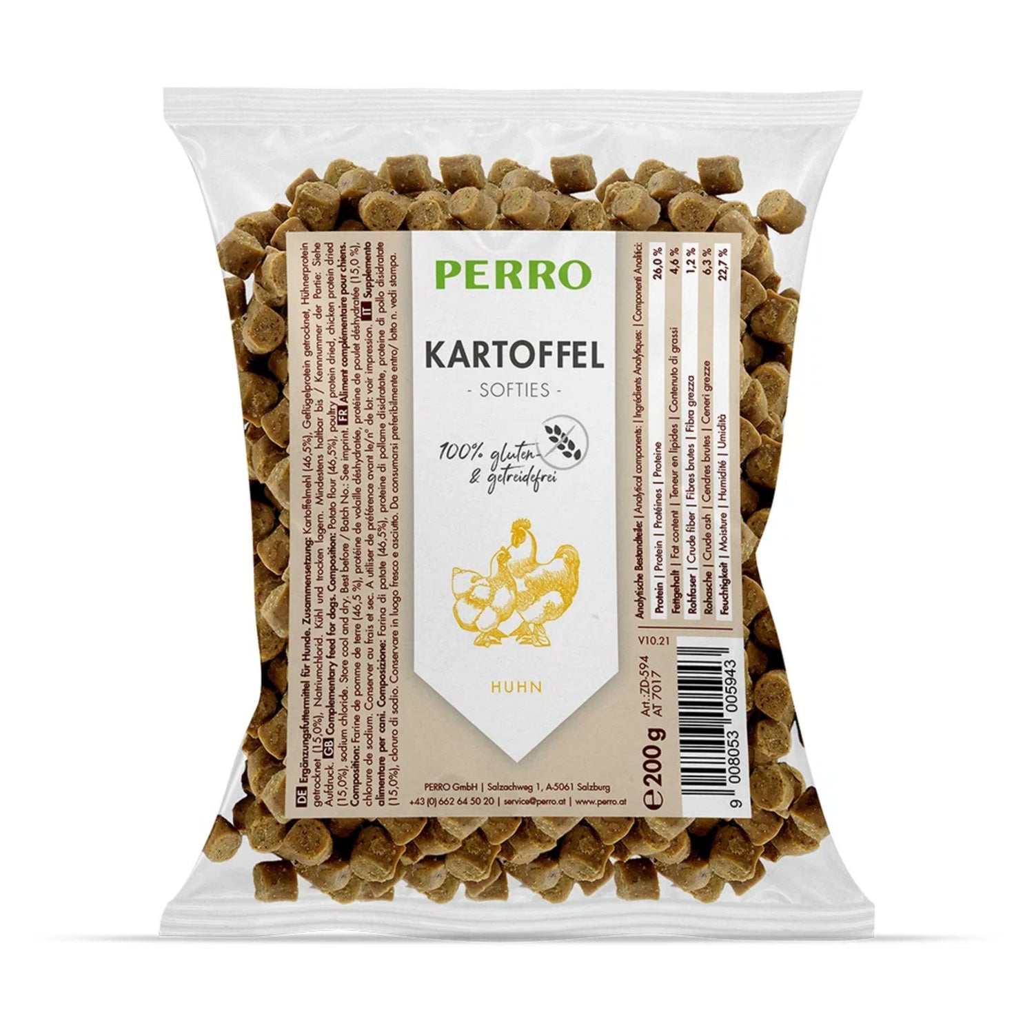 Perro Kartoffel Softies Huhn – Weiche Trainingsleckerlis für empfindliche Hunde, glutenfrei &amp; getreidefrei