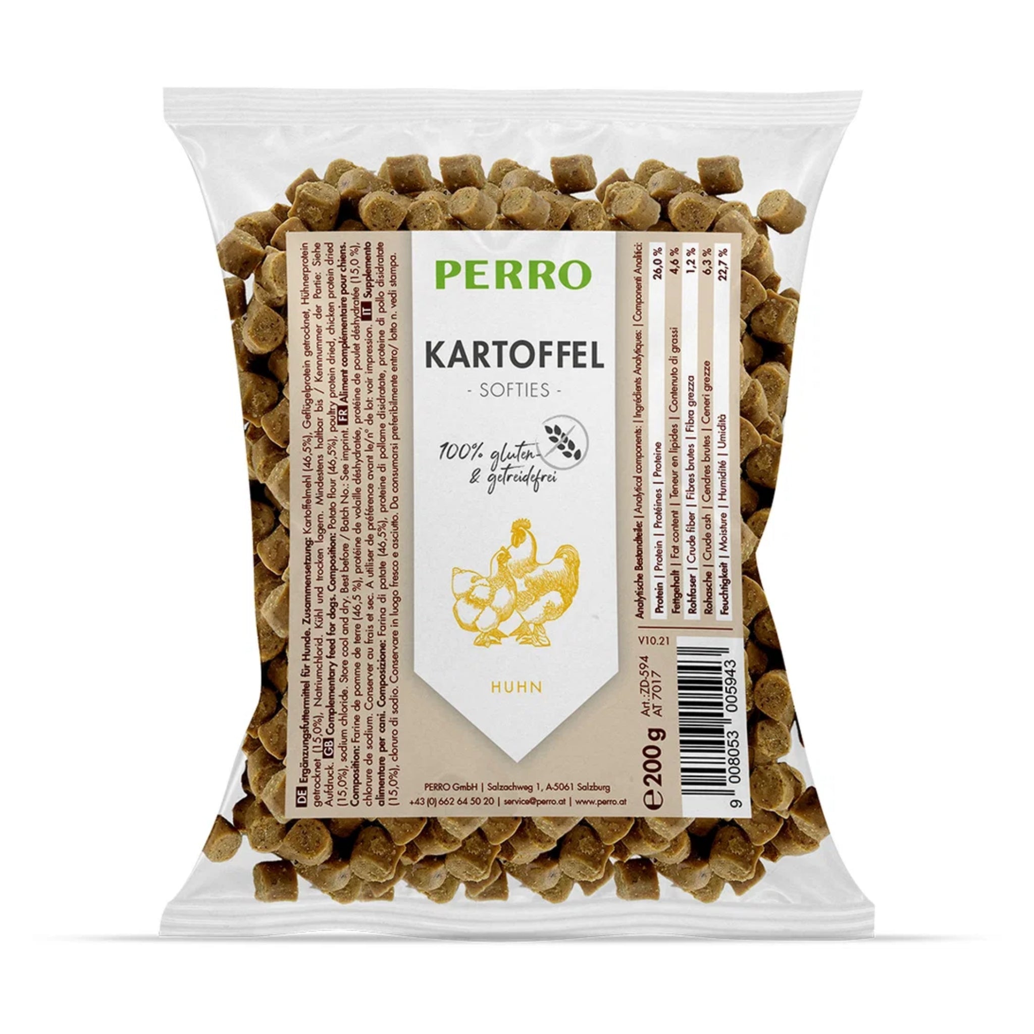 Perro Kartoffel Softies Huhn – Weiche Trainingsleckerlis für empfindliche Hunde, glutenfrei &amp; getreidefrei