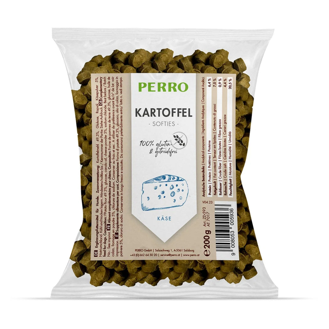 Perro Kartoffel Softies Käse – Weiche Trainingsleckerlis für Hunde jeden Alters, Glutenfrei &amp; Getreidefrei, Ideal für Sensible Hunde