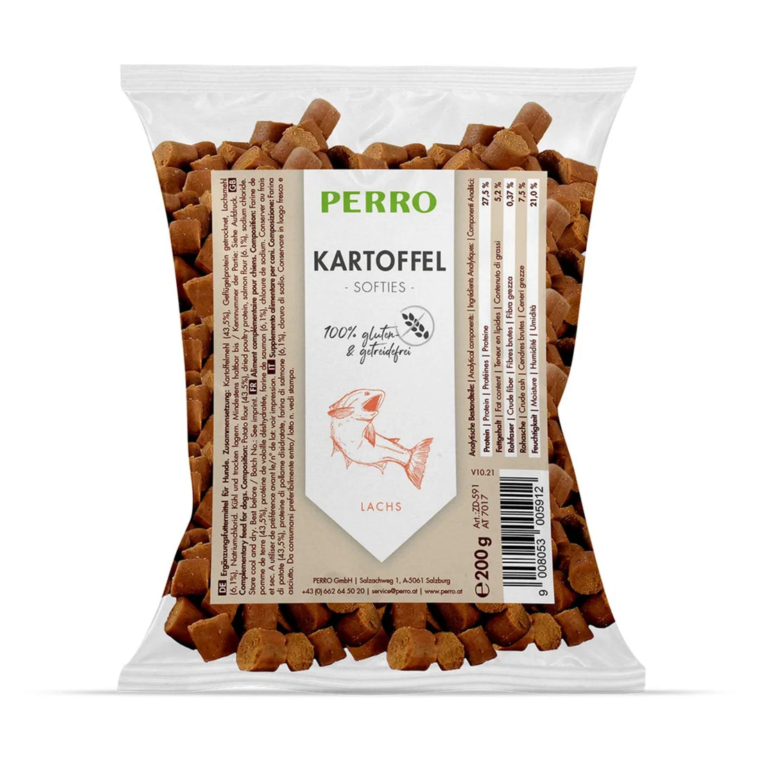 Perro Kartoffel Softies mit Lachs – Weiche Trainingssnacks für empfindliche Hunde, hypoallergen &amp; getreidefrei - Woofshack