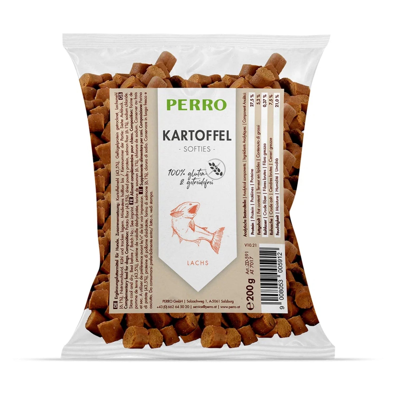 Perro Kartoffel Softies mit Lachs – Weiche Trainingssnacks für empfindliche Hunde, hypoallergen &amp; getreidefrei - Woofshack