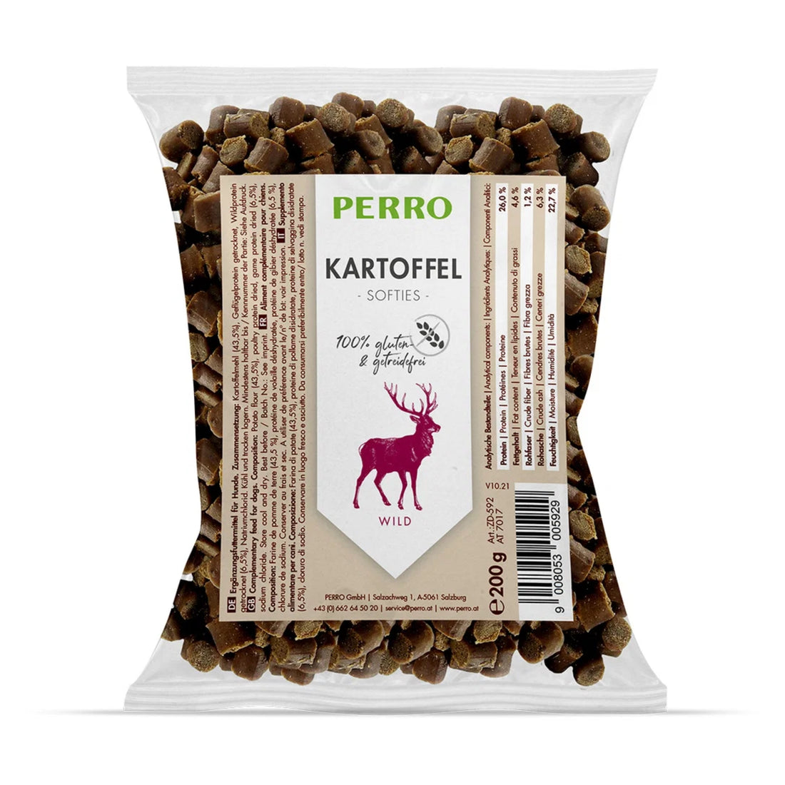 Perro Kartoffel Softies Wild – Weiche Hundesnacks mit Wildfleisch &amp; Kartoffel, getreidefrei für sensible Hunde
