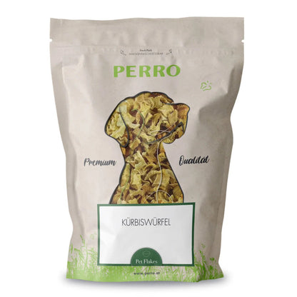 Perro Kürbiswürfel – Natürliche Flocken als Ergänzungsfutter für Hunde | Verdauung, Diät &amp; Zellschutz | Getreidefrei, Glutenfrei, Reich an Beta-Carotin