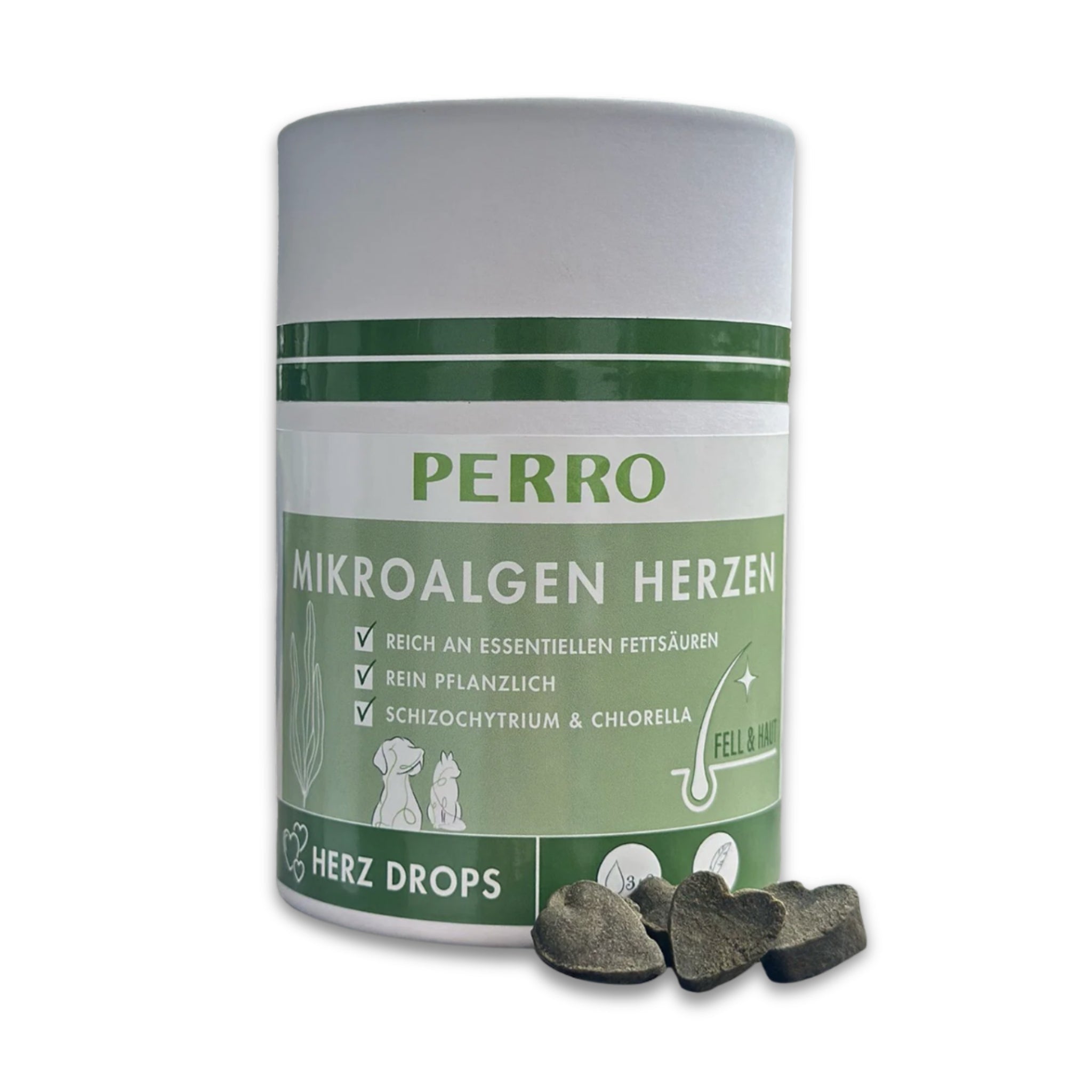 Perro Mikroalgen Herzen – Natürliche Nahrungsergänzung für Hunde &amp; Katzen | Für strahlendes Fell, starke Abwehrkräfte &amp; gesunde Verdauung - Woofshack