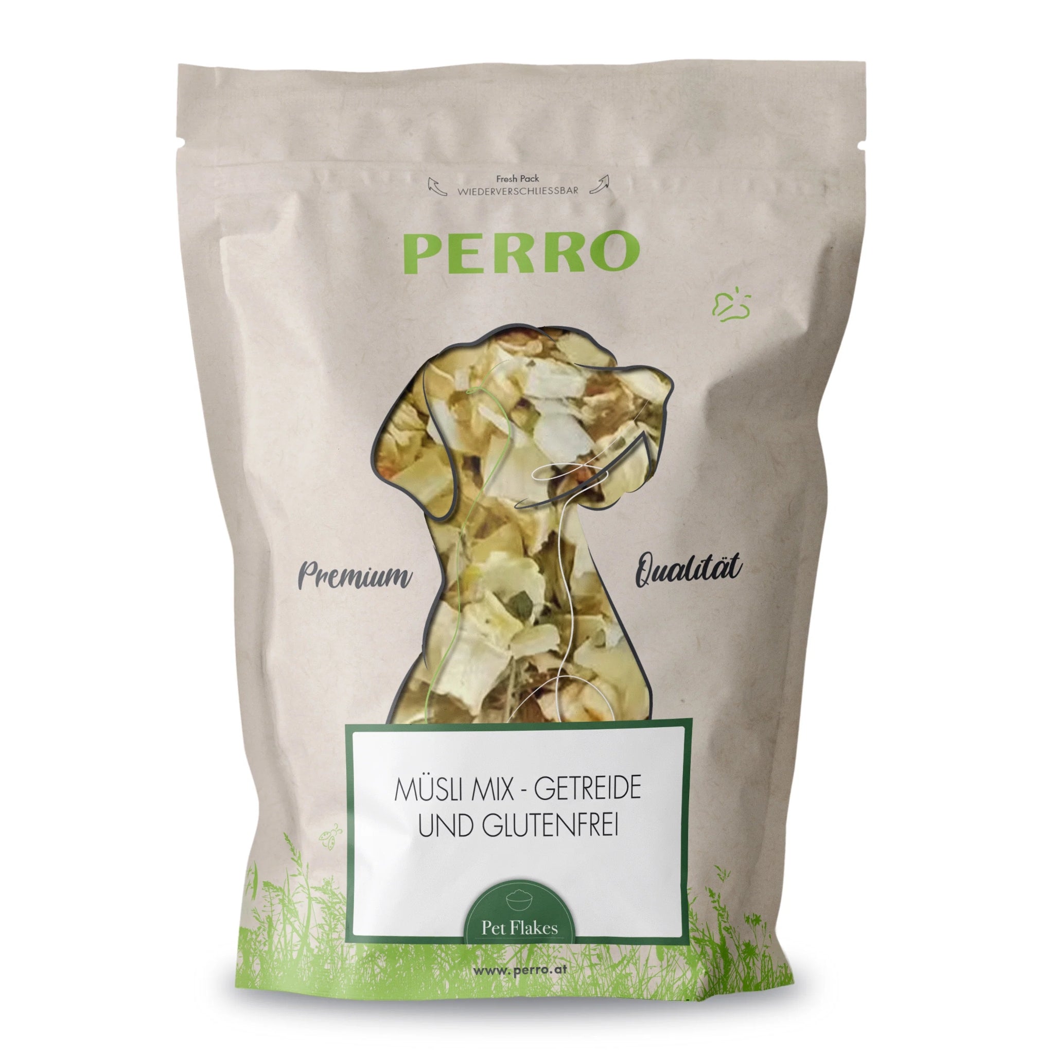 Perro Müsli Mix – Getreidefrei &amp; Glutenfrei | Natürliche Flocken als Ergänzungsfutter für Hunde mit Gemüse &amp; Erbsen
