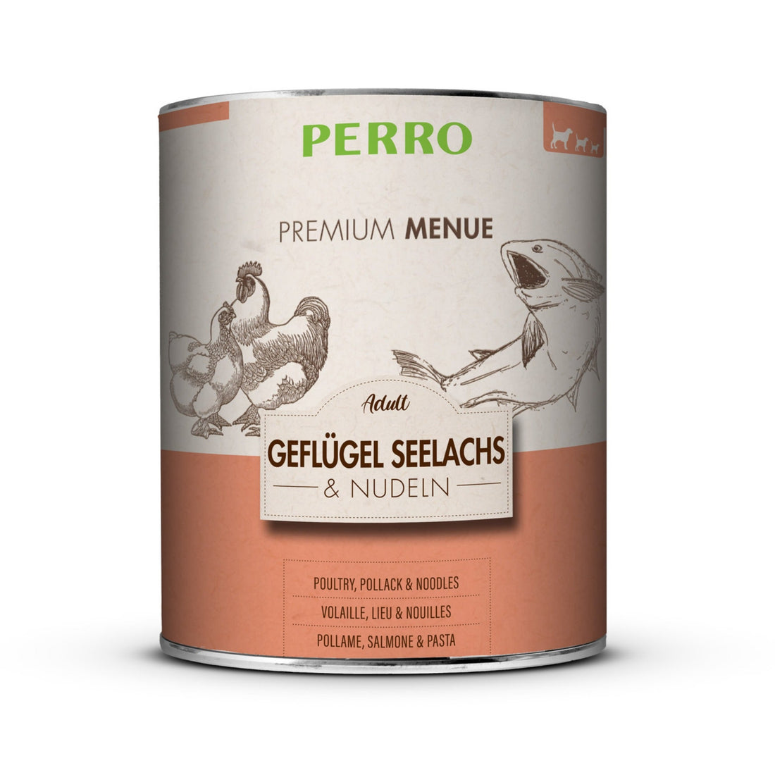 Perro Premium Menü Adult Geflügel, Seelachs &amp; Nudeln - Nassfutter - Woofshack