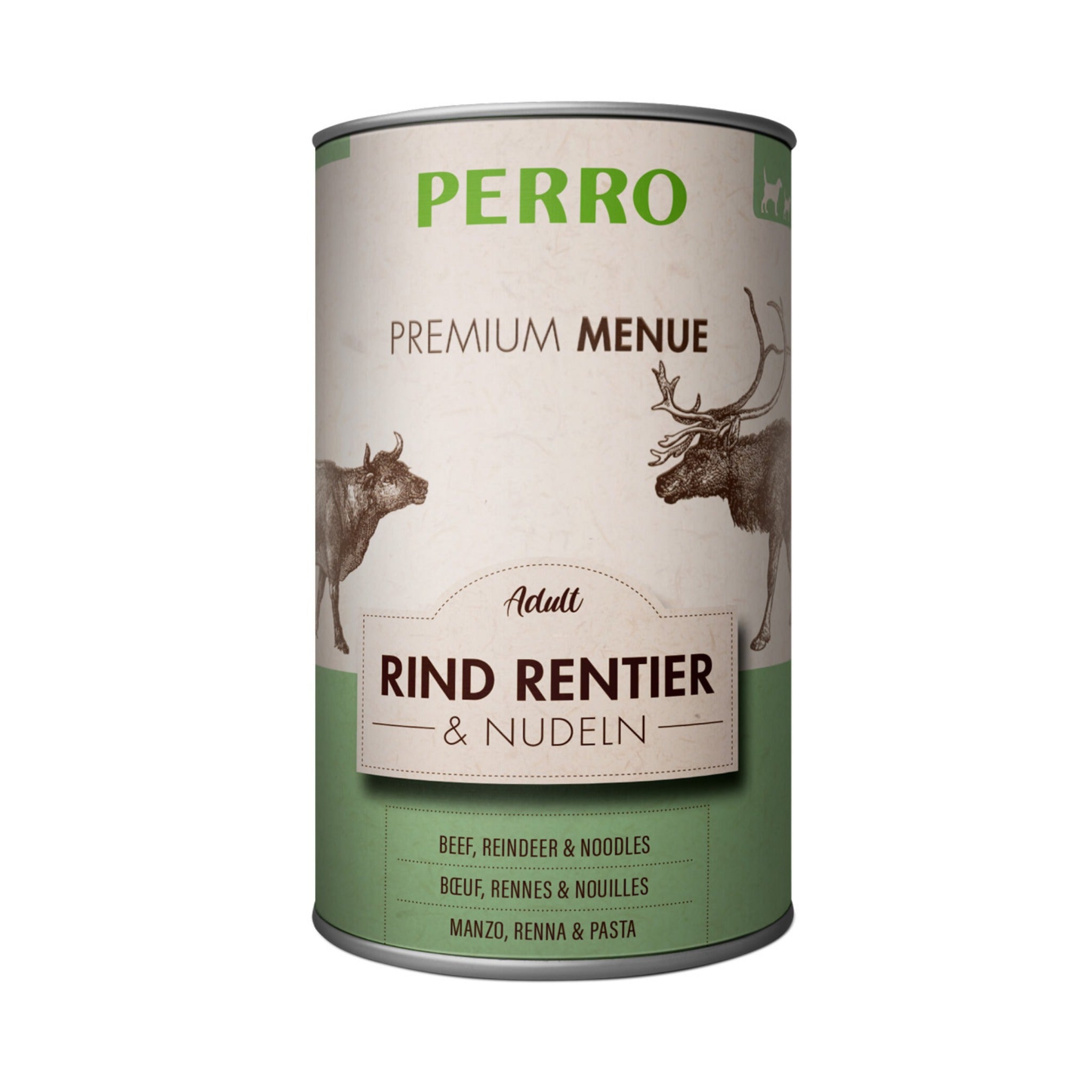 Perro Premium Menü Adult Rind, Rentier &amp; Nudeln - Nassfutter - Woofshack