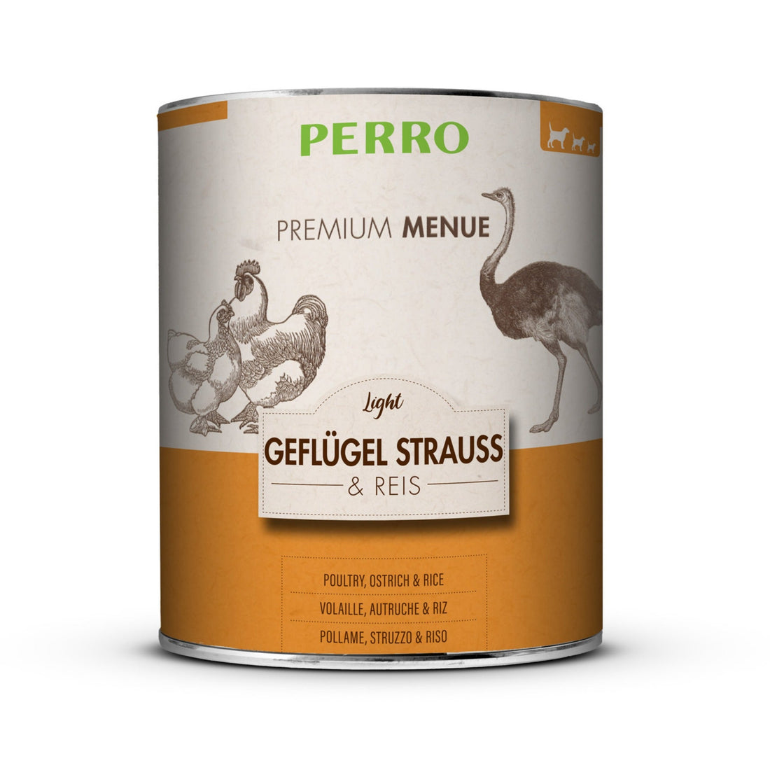 Perro Premium Menü Light Geflügel, Strauß &amp; Reis - Nassfutter - Woofshack