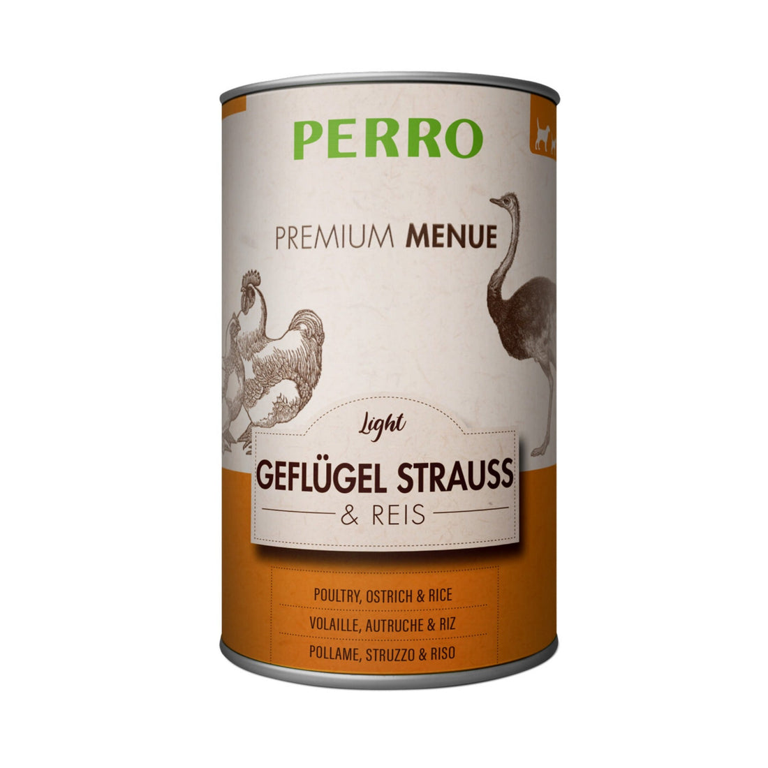 Perro Premium Menü Light Geflügel, Strauß &amp; Reis - Nassfutter - Woofshack
