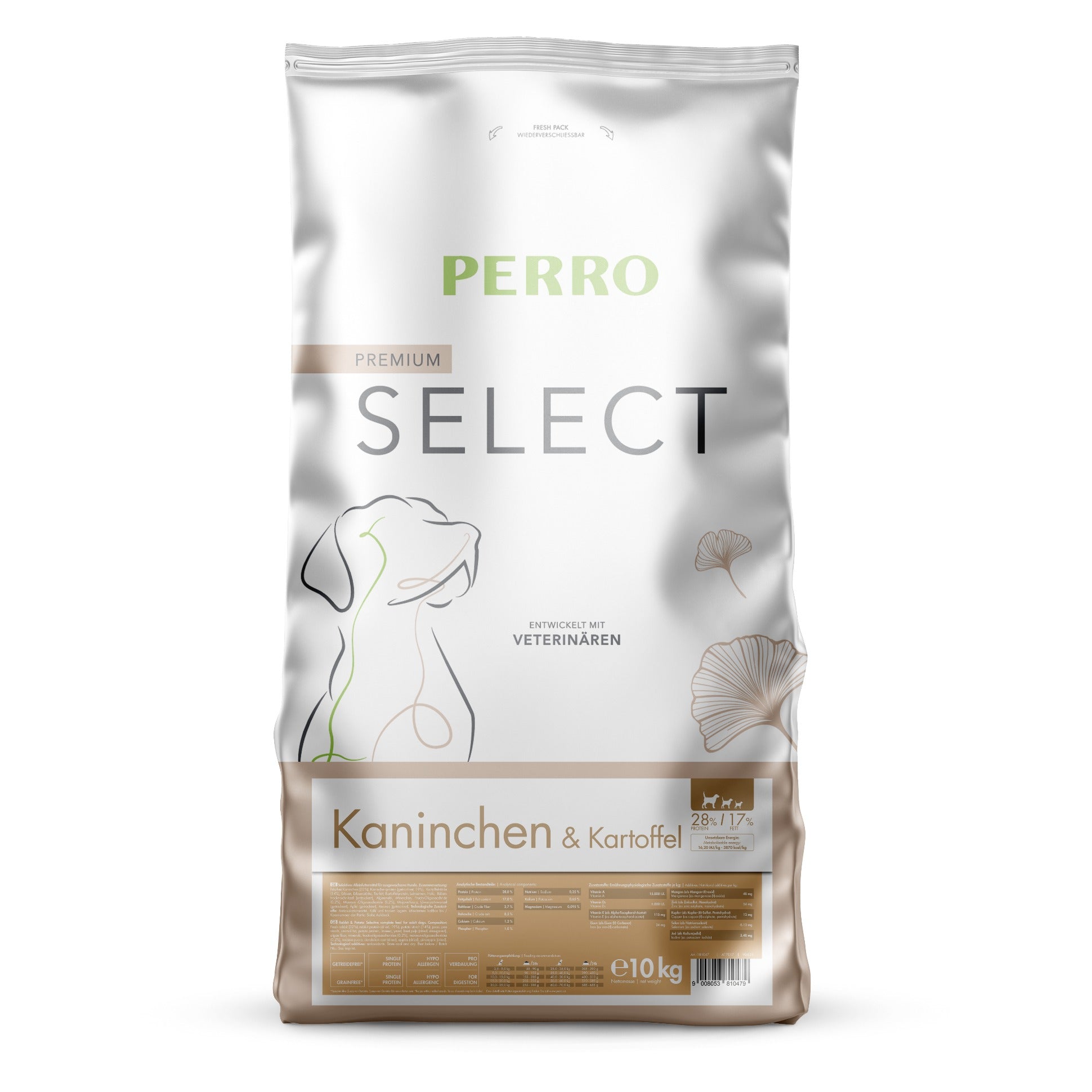 Perro Select Grainfree Kaninchen &amp; Kartoffel – Getreidefreies Premium Trockenfutter für sensible Hunde mit Nahrungsmittelunverträglichkeiten